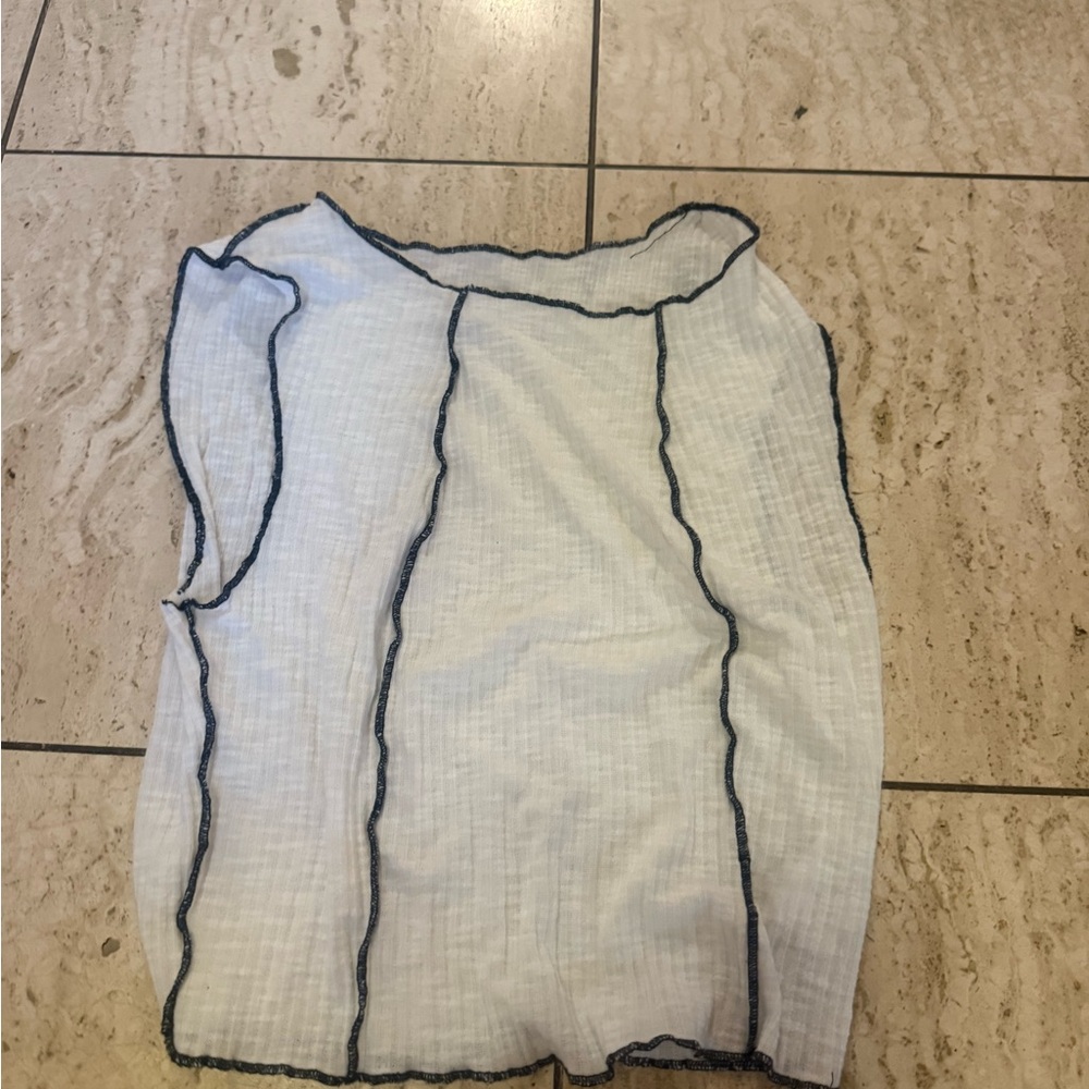 Urban Outfitters White Sleeveless Top with Black Trim